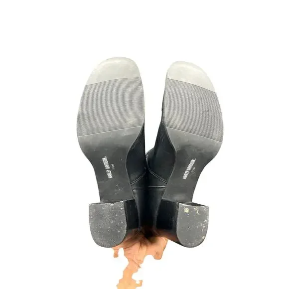 🔥 Harley-Davidson 7.5M Black Leather Harness Moto Biker Boots Chunky Heel Y2K - Picture 3 of 8